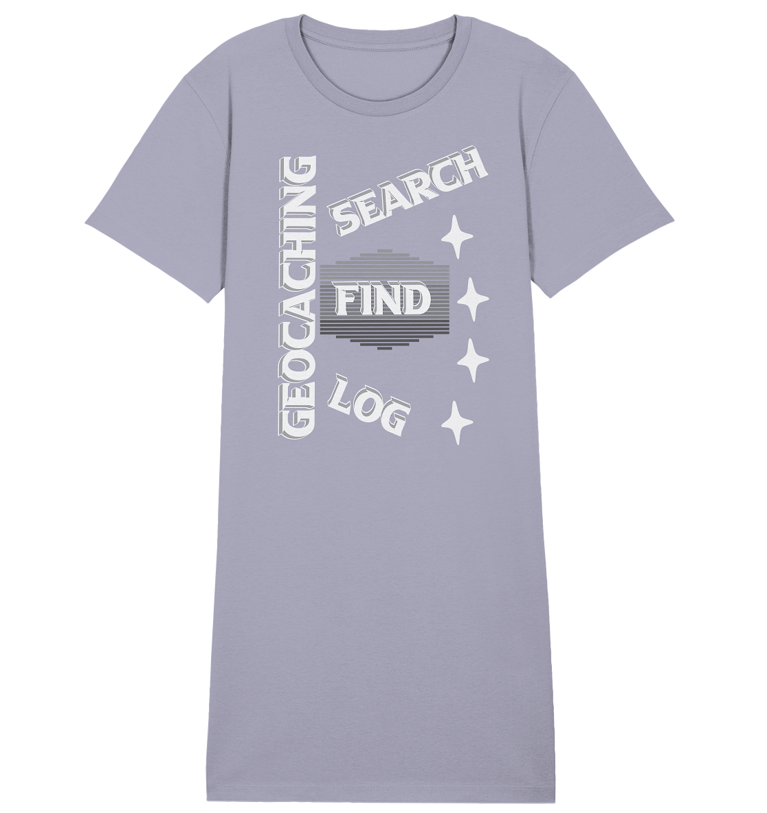 Geocaching-SEARCH-FIND-LOG, Cache Helles Disign Sterne - Ladies Organic Shirt Dress