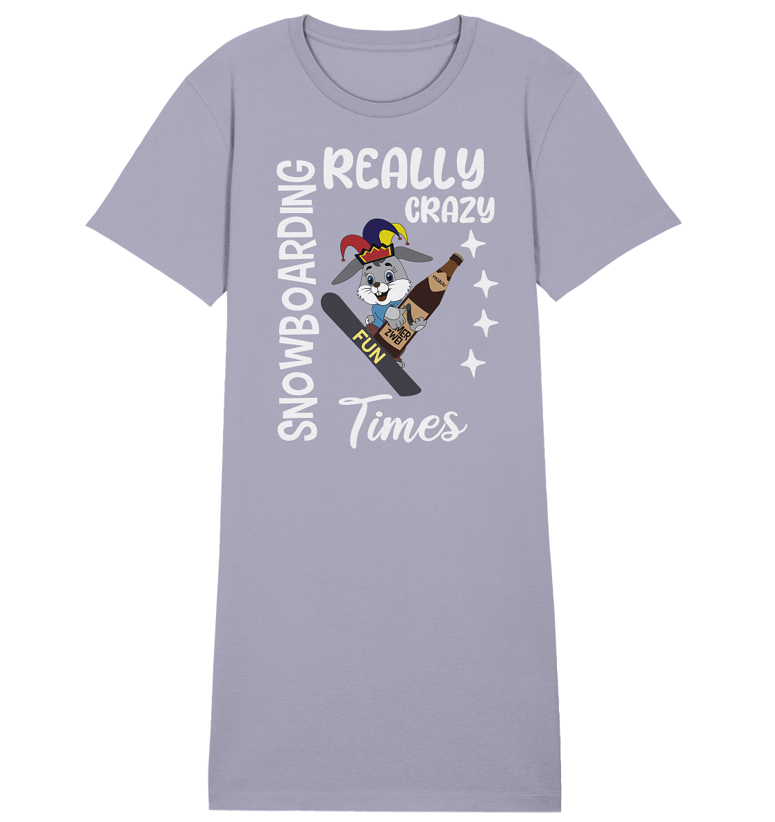 Snowboarding, Crazy Times, Snowboarder, Party - Ladies Organic Shirt Dress