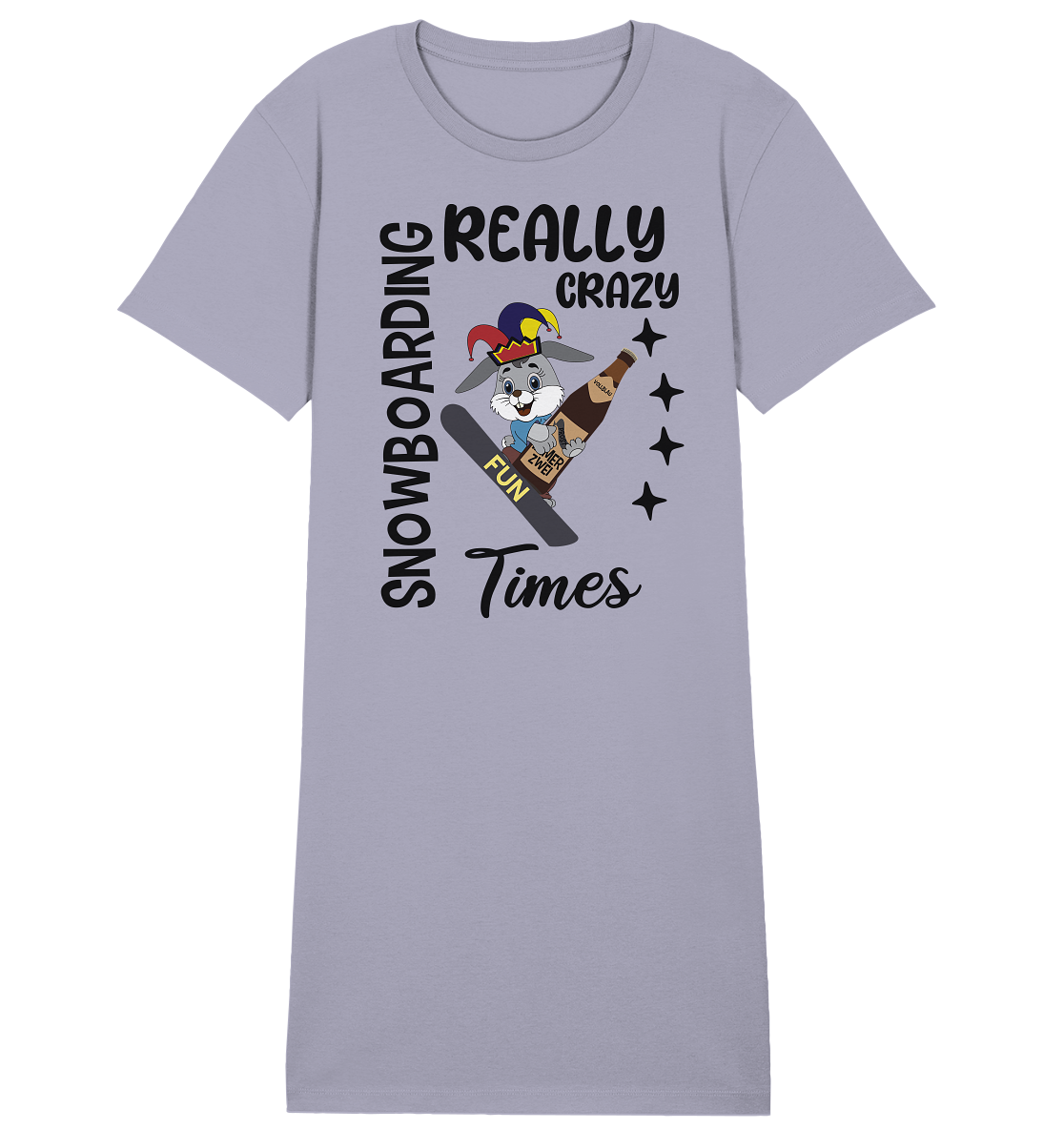 Snowboarding, really crazy, Osterhase mit Bierflasche - Ladies Organic Shirt Dress