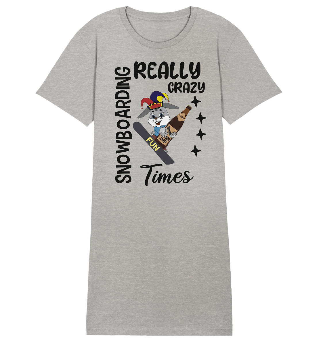 Snowboarding, really crazy, Osterhase mit Bierflasche - Ladies Organic Shirt Dress