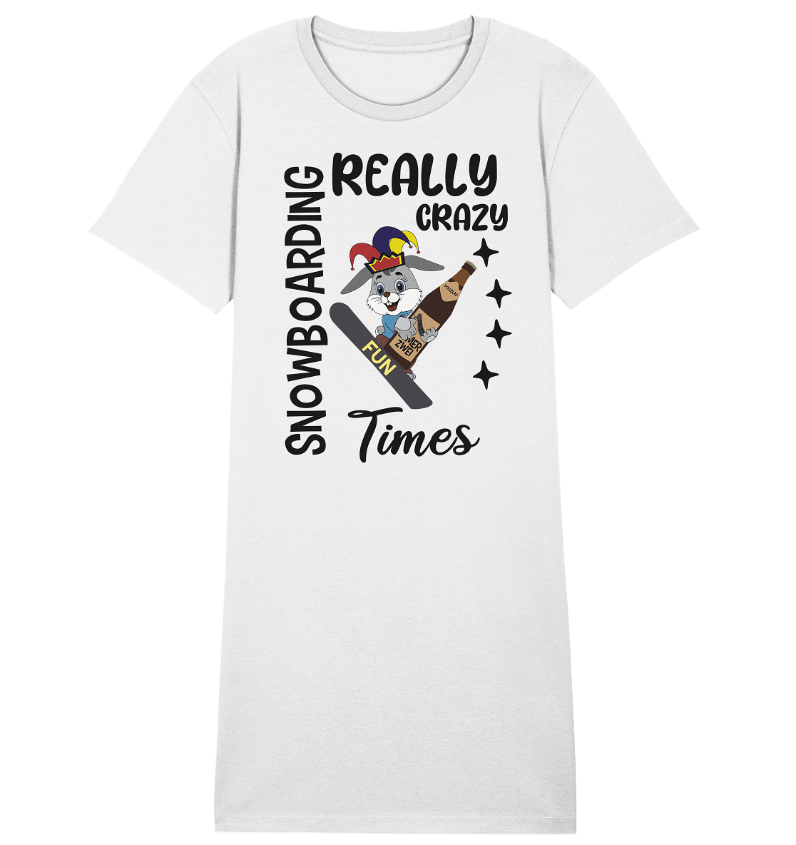 Snowboarding, really crazy, Osterhase mit Bierflasche - Ladies Organic Shirt Dress