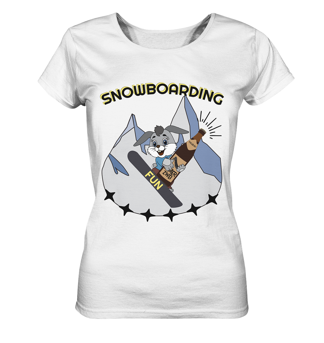 Snowboarding, Apres- Ski, Snowboard, Skihase und Bier - Ladies Organic Shirt