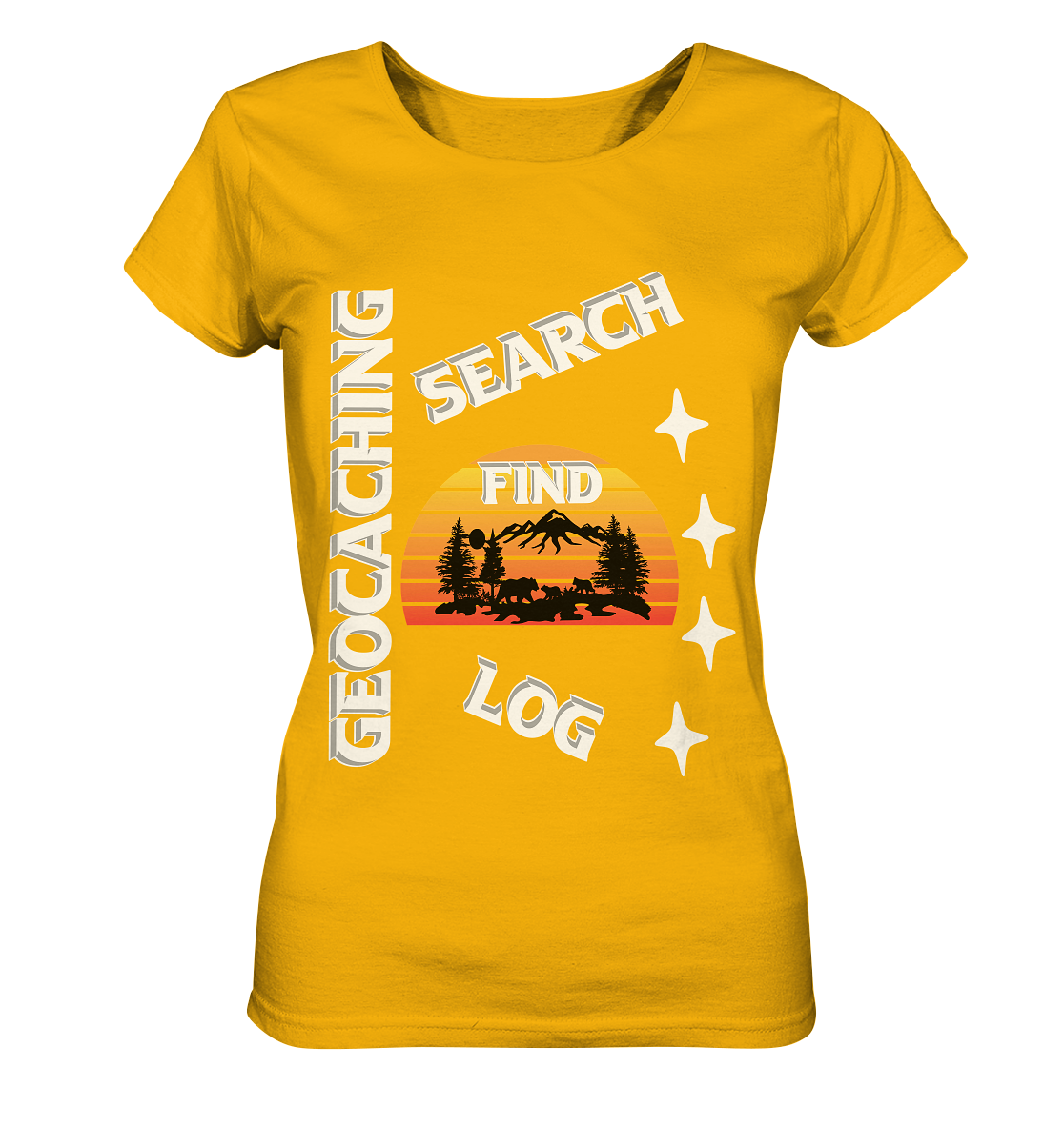 Geocaching-SEARCH-FIND-LOG, Cache Helles Design, Mounten - Ladies Organic Shirt