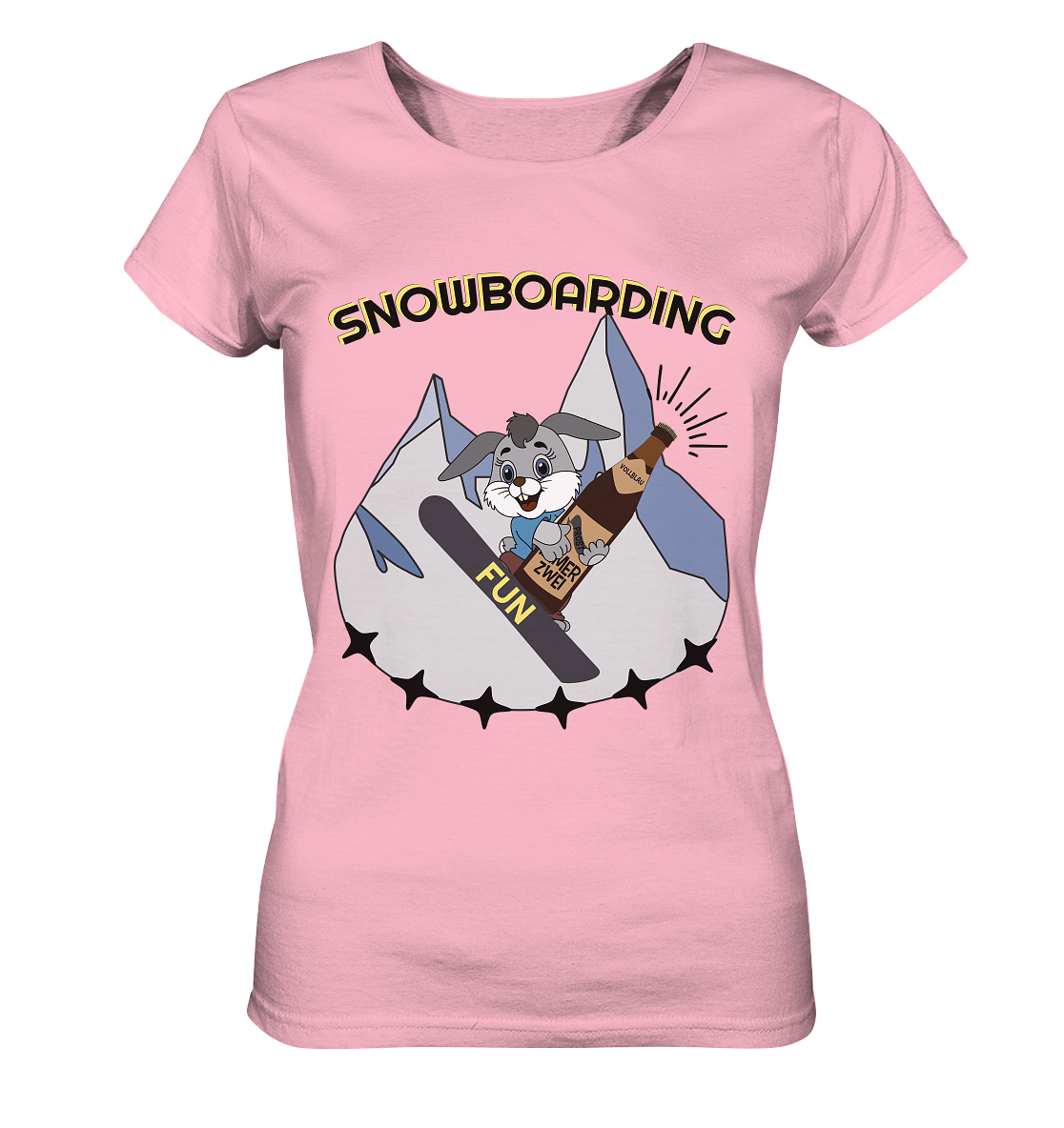 Snowboarding, Apres- Ski, Snowboard, Skihase und Bier - Ladies Organic Shirt