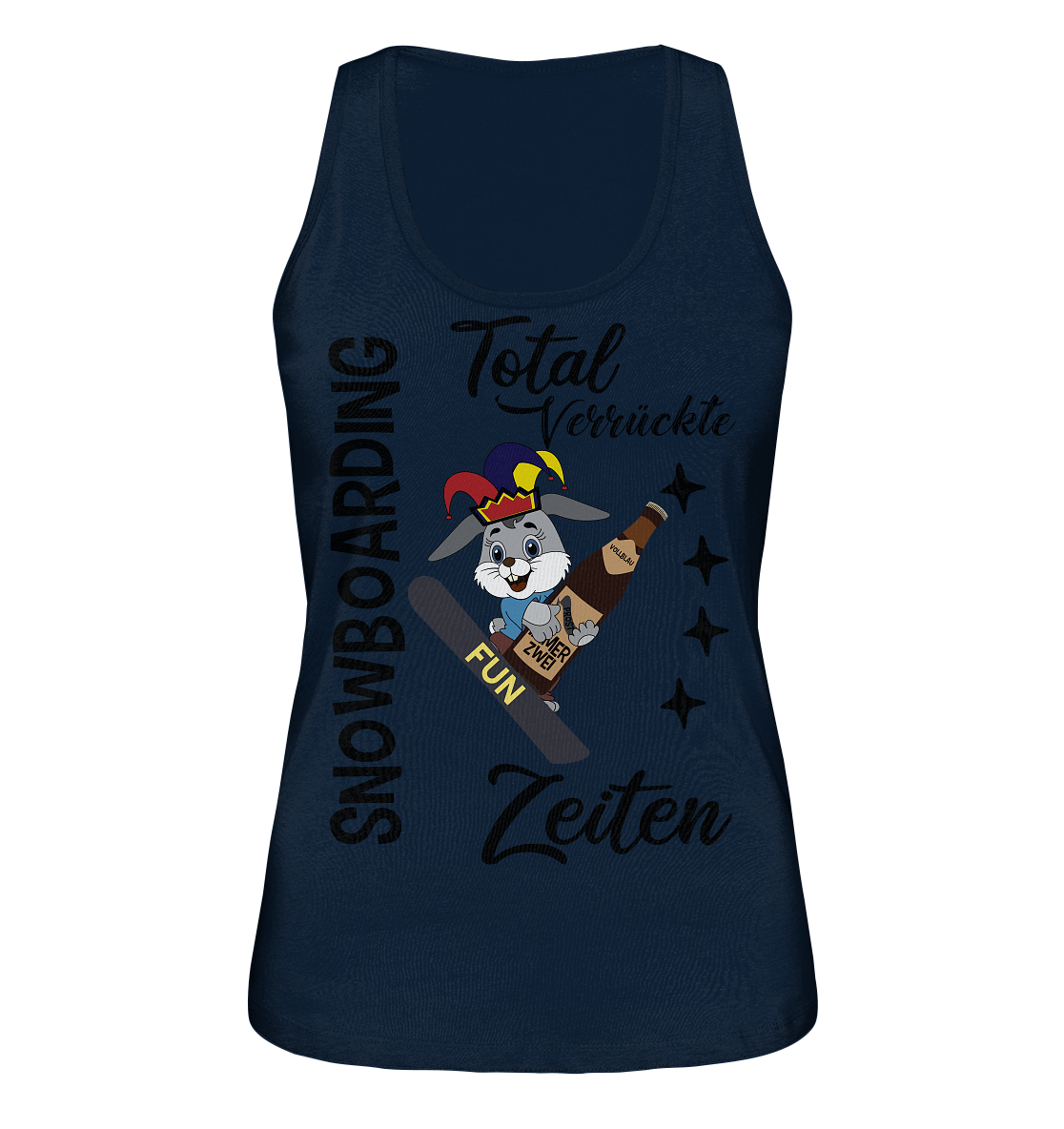 Snowboarding,verrückte Zeiten, Osterhase mit Bierflasche, Faschingsmütze - Ladies Organic Tank-Top
