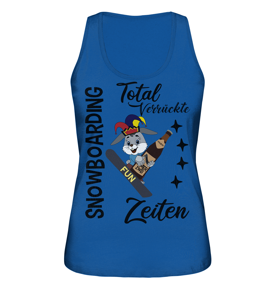 Snowboarding,verrückte Zeiten, Osterhase mit Bierflasche, Faschingsmütze - Ladies Organic Tank-Top