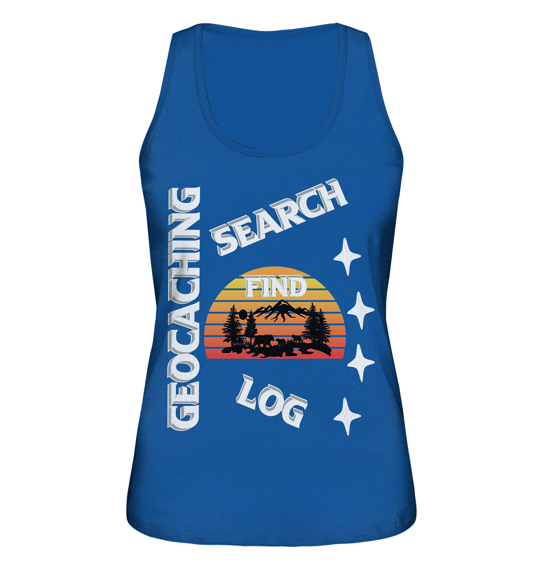 Geocaching-SEARCH-FIND-LOG, Cache Helles Design, Mounten - Ladies Organic Tank-Top