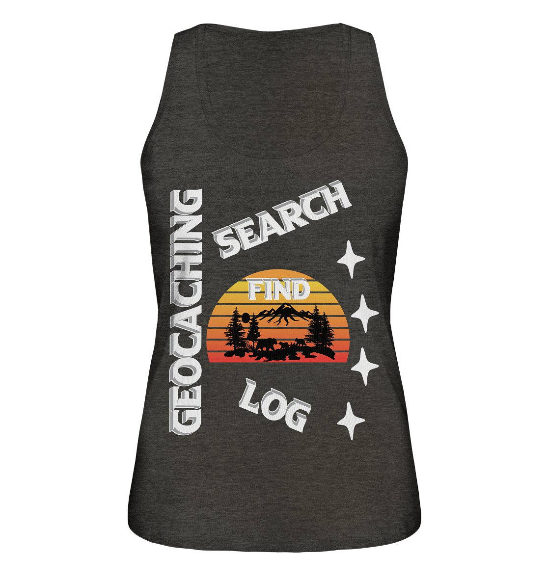 Geocaching-SEARCH-FIND-LOG, Cache Helles Design, Mounten - Ladies Organic Tank-Top