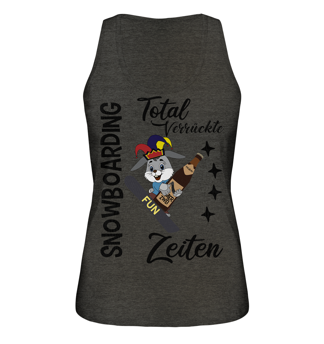 Snowboarding,verrückte Zeiten, Osterhase mit Bierflasche, Faschingsmütze - Ladies Organic Tank-Top