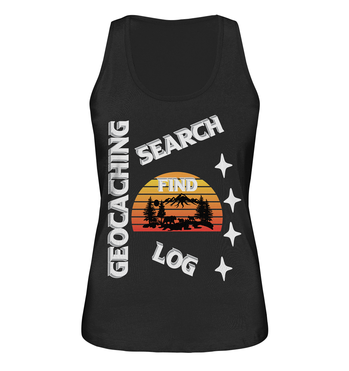 Geocaching-SEARCH-FIND-LOG, Cache Helles Design, Mounten - Ladies Organic Tank-Top