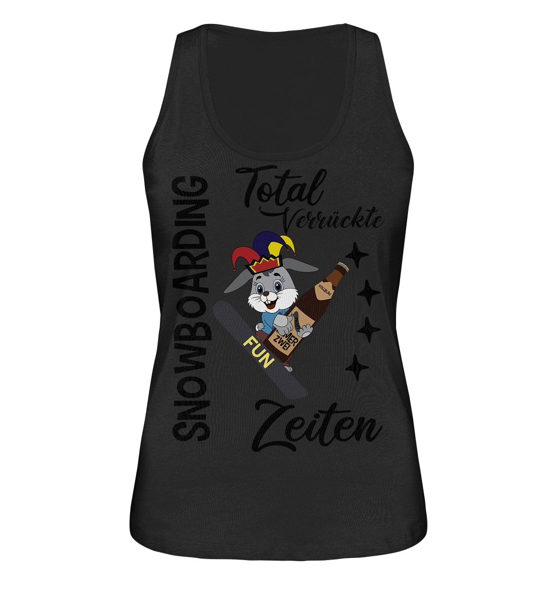 Snowboarding,verrückte Zeiten, Osterhase mit Bierflasche, Faschingsmütze - Ladies Organic Tank-Top
