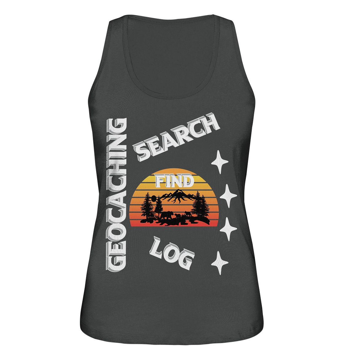 Geocaching-SEARCH-FIND-LOG, Cache Helles Design, Mounten - Ladies Organic Tank-Top