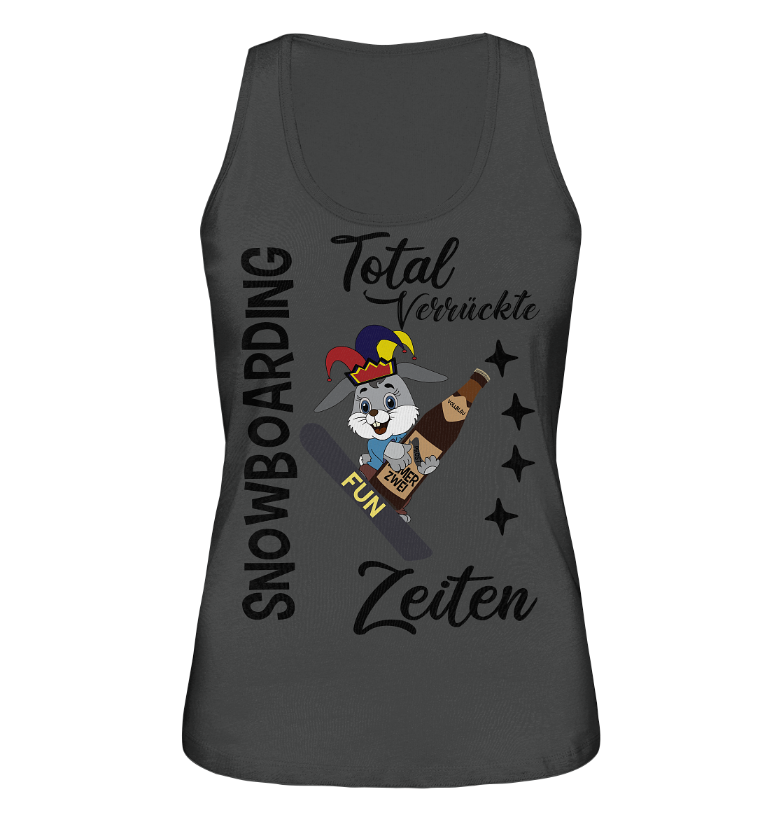 Snowboarding,verrückte Zeiten, Osterhase mit Bierflasche, Faschingsmütze - Ladies Organic Tank-Top