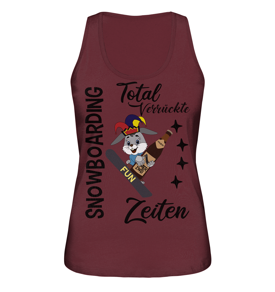 Snowboarding,verrückte Zeiten, Osterhase mit Bierflasche, Faschingsmütze - Ladies Organic Tank-Top