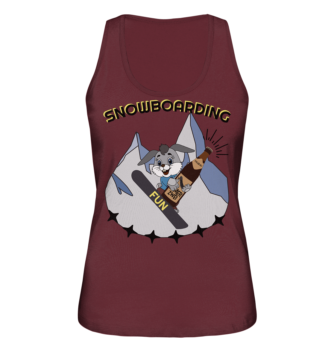 Snowboarding, Apres- Ski, Snowboard, Skihase und Bier - Ladies Organic Tank-Top