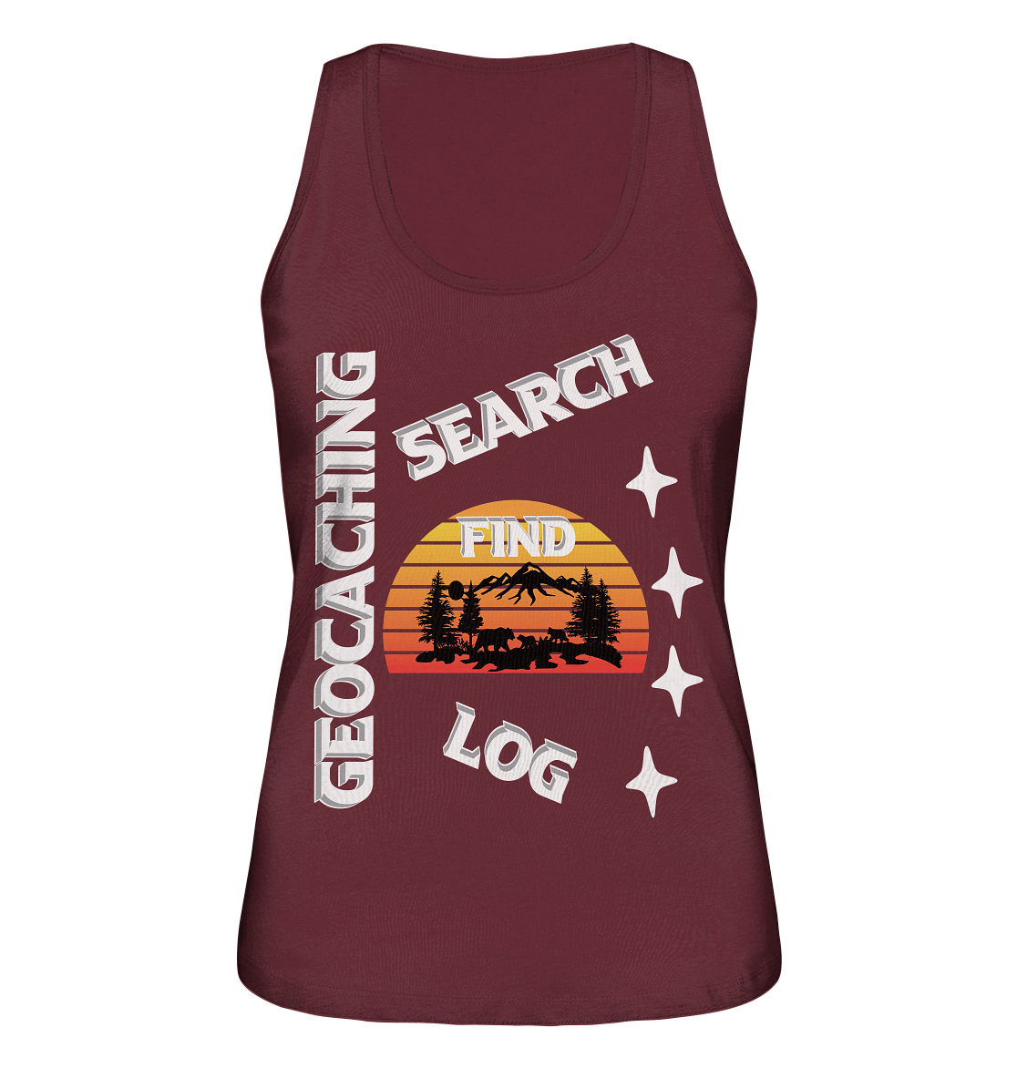 Geocaching-SEARCH-FIND-LOG, Cache Helles Design, Mounten - Ladies Organic Tank-Top