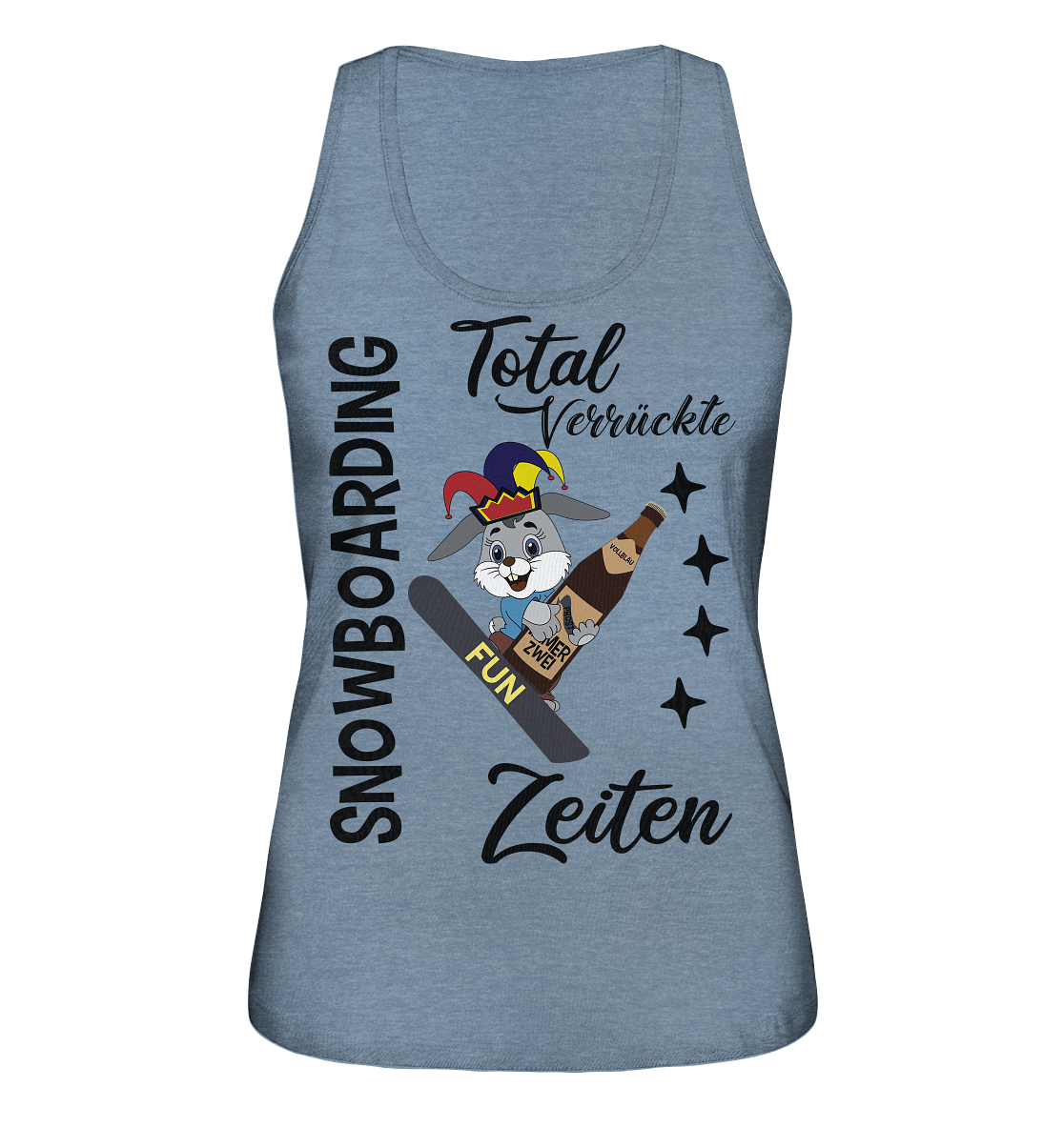 Snowboarding,verrückte Zeiten, Osterhase mit Bierflasche, Faschingsmütze - Ladies Organic Tank-Top