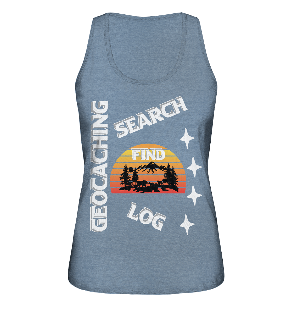 Geocaching-SEARCH-FIND-LOG, Cache Helles Design, Mounten - Ladies Organic Tank-Top