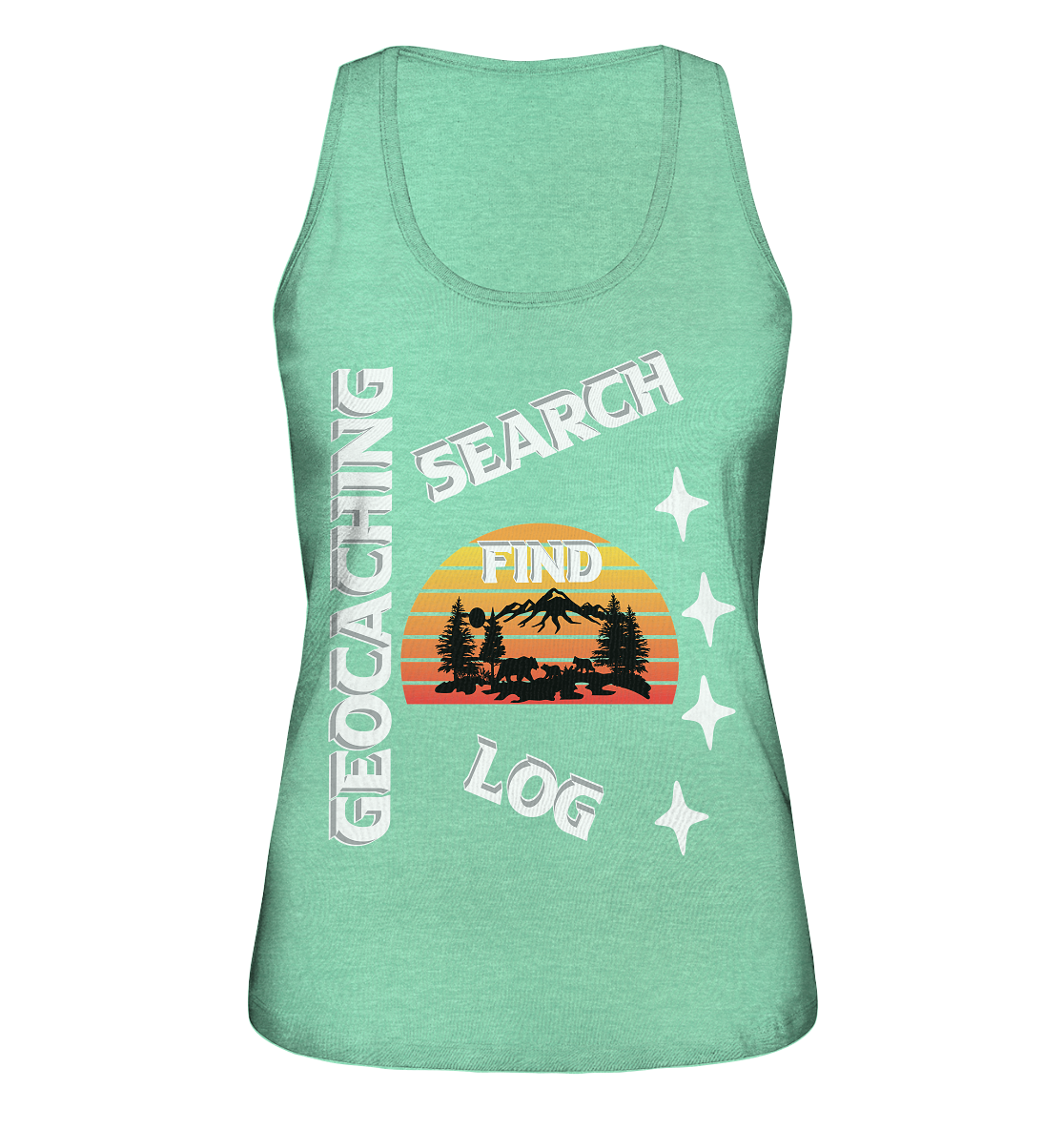Geocaching-SEARCH-FIND-LOG, Cache Helles Design, Mounten - Ladies Organic Tank-Top