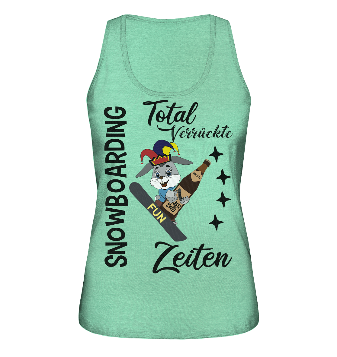 Snowboarding,verrückte Zeiten, Osterhase mit Bierflasche, Faschingsmütze - Ladies Organic Tank-Top