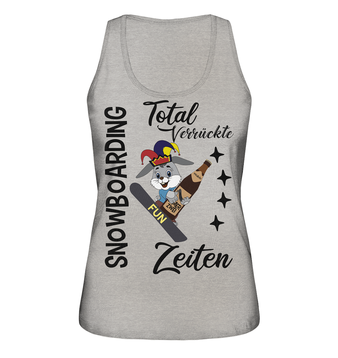 Snowboarding,verrückte Zeiten, Osterhase mit Bierflasche, Faschingsmütze - Ladies Organic Tank-Top