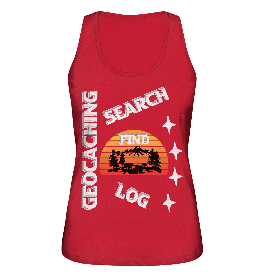 Geocaching-SEARCH-FIND-LOG, Cache Helles Design, Mounten - Ladies Organic Tank-Top