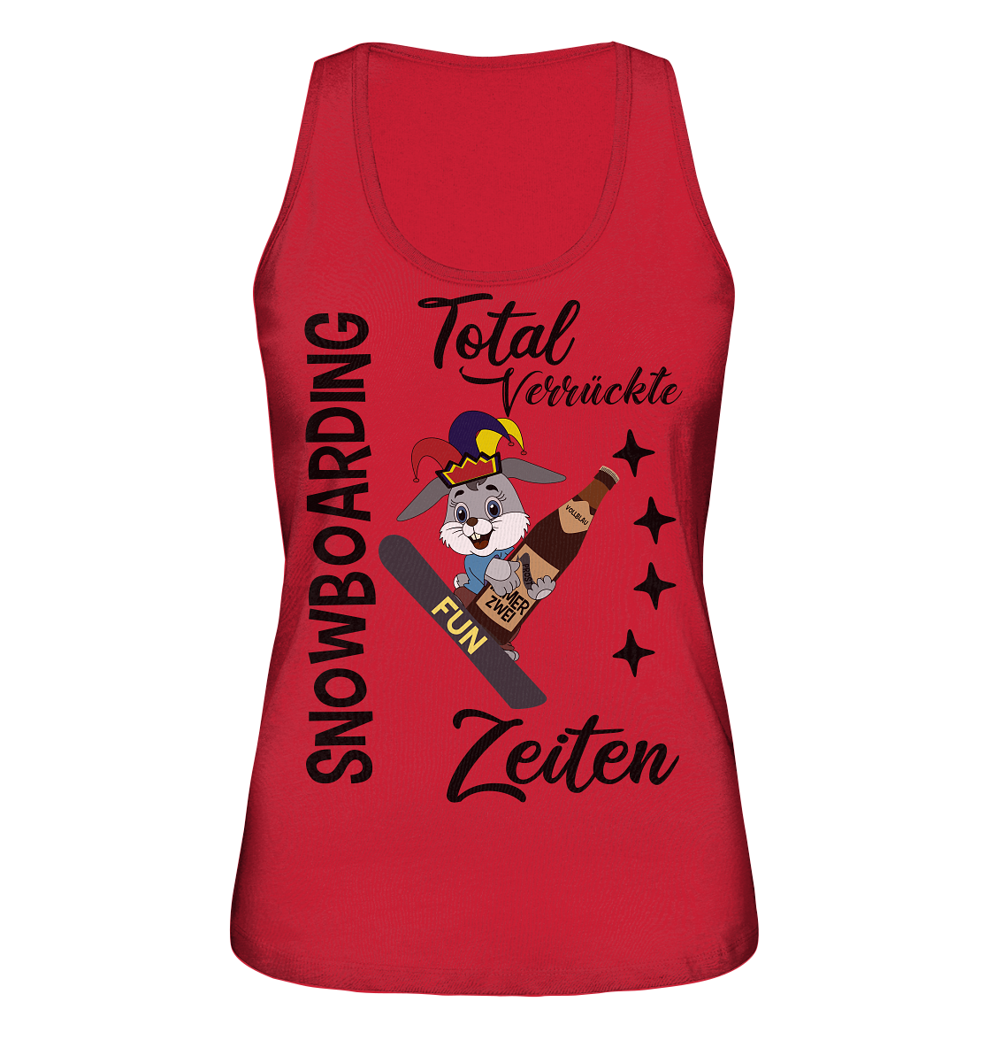 Snowboarding,verrückte Zeiten, Osterhase mit Bierflasche, Faschingsmütze - Ladies Organic Tank-Top