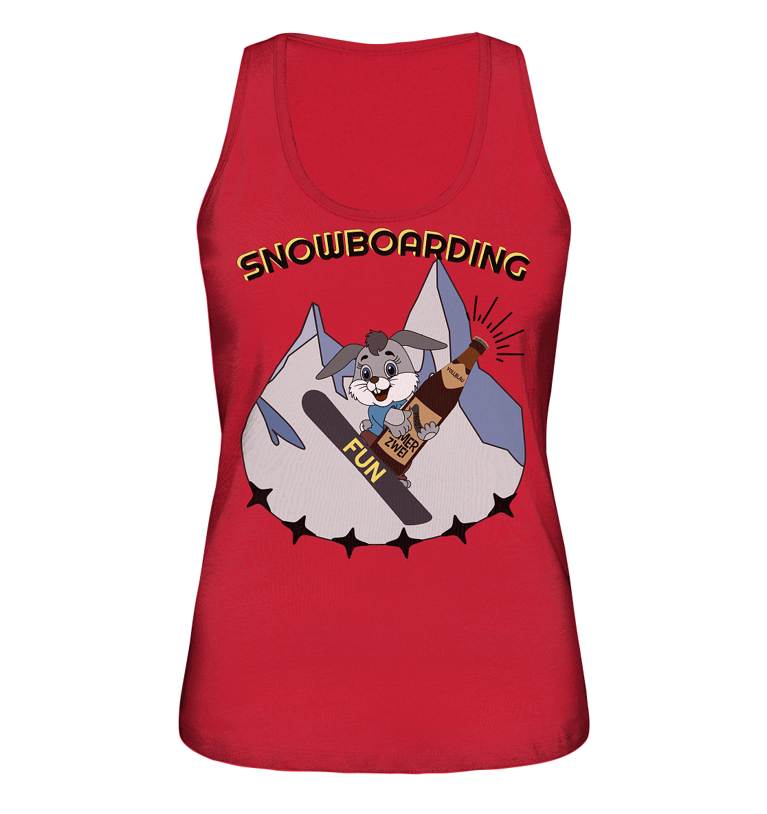 Snowboarding, Apres- Ski, Snowboard, Skihase und Bier - Ladies Organic Tank-Top