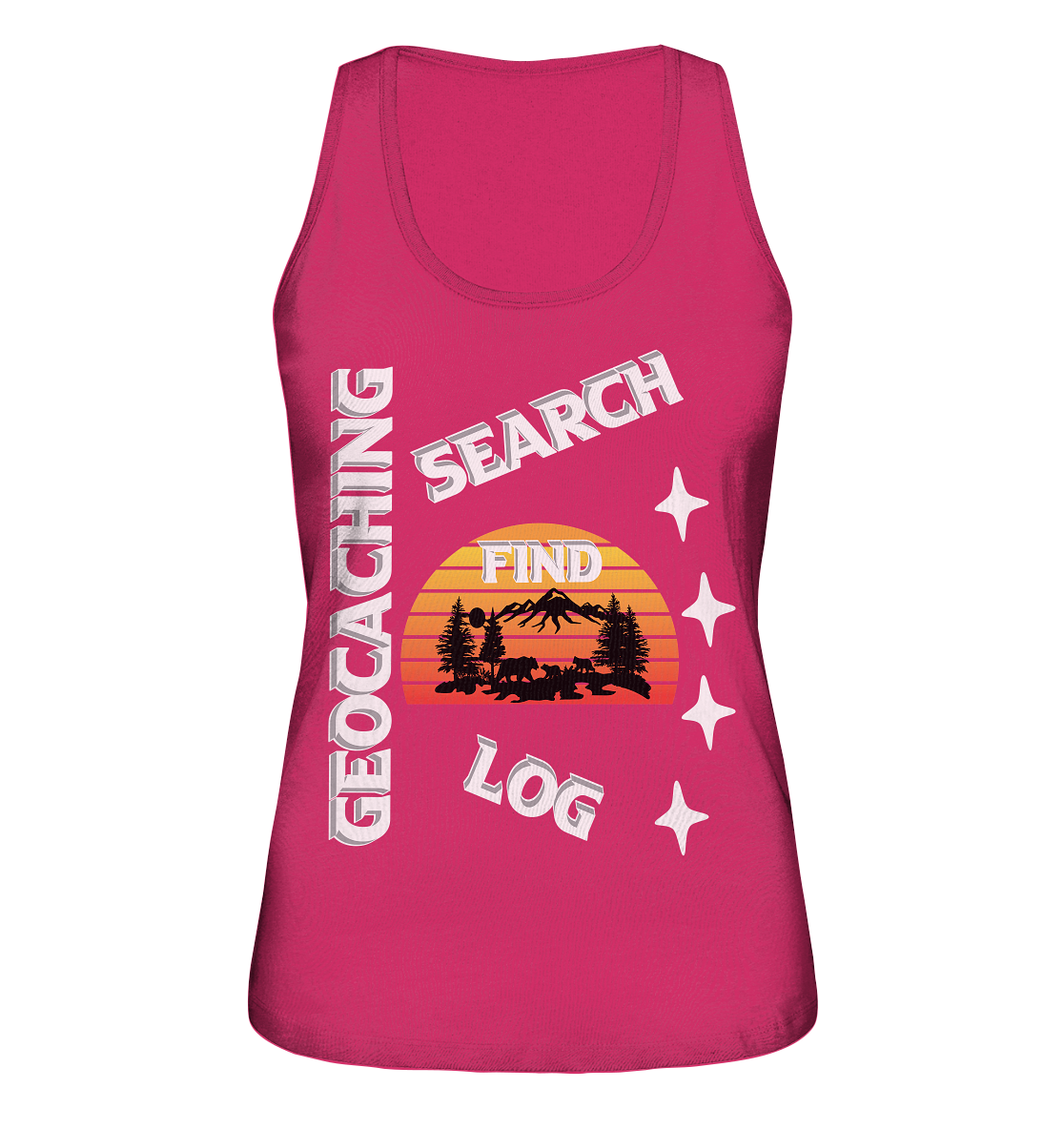 Geocaching-SEARCH-FIND-LOG, Cache Helles Design, Mounten - Ladies Organic Tank-Top