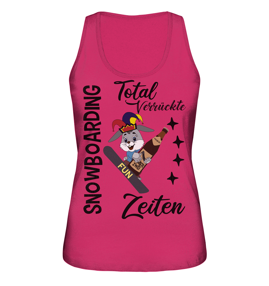 Snowboarding,verrückte Zeiten, Osterhase mit Bierflasche, Faschingsmütze - Ladies Organic Tank-Top