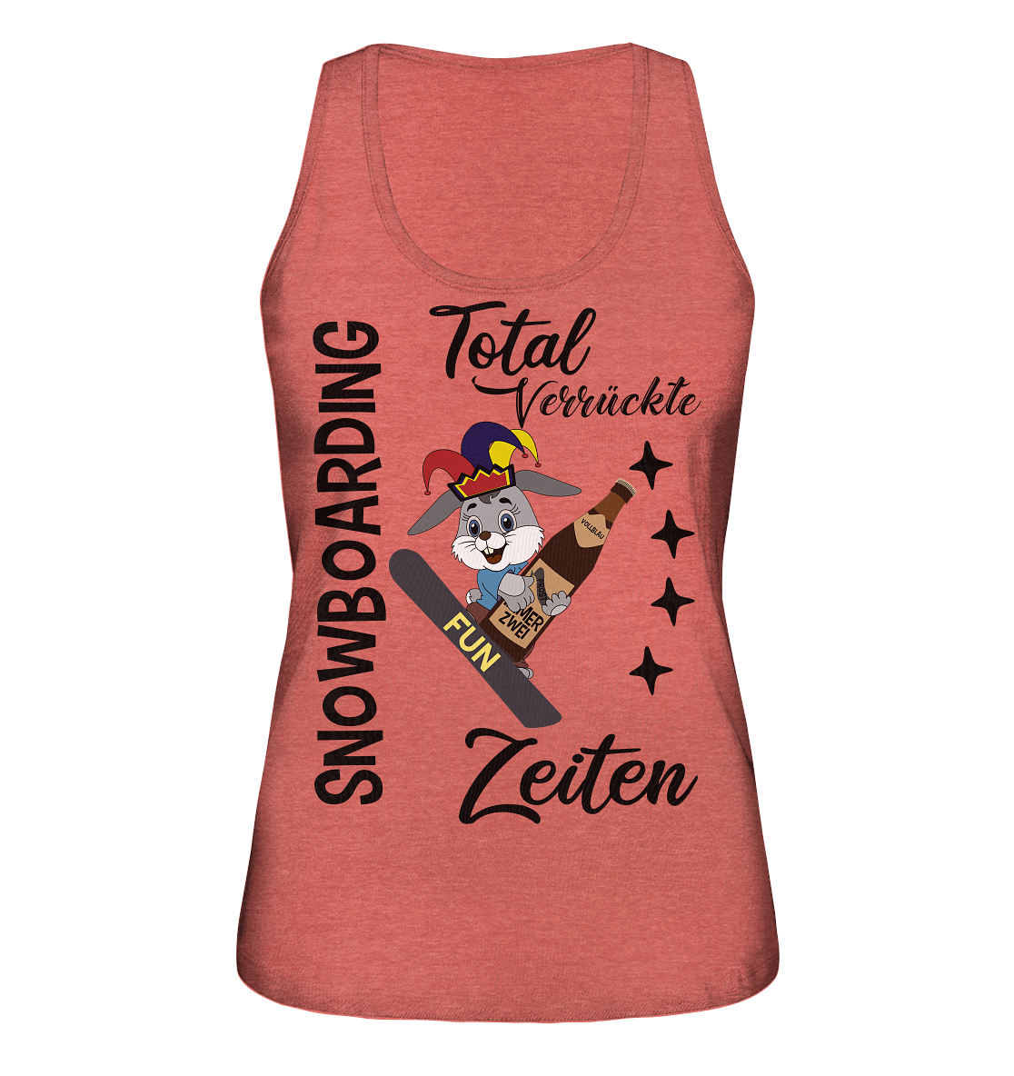 Snowboarding,verrückte Zeiten, Osterhase mit Bierflasche, Faschingsmütze - Ladies Organic Tank-Top