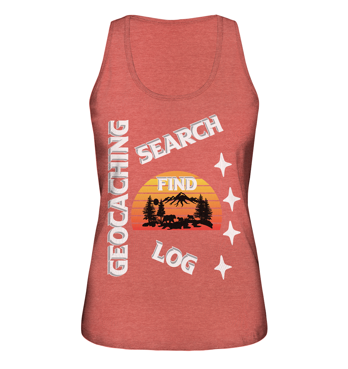 Geocaching-SEARCH-FIND-LOG, Cache Helles Design, Mounten - Ladies Organic Tank-Top