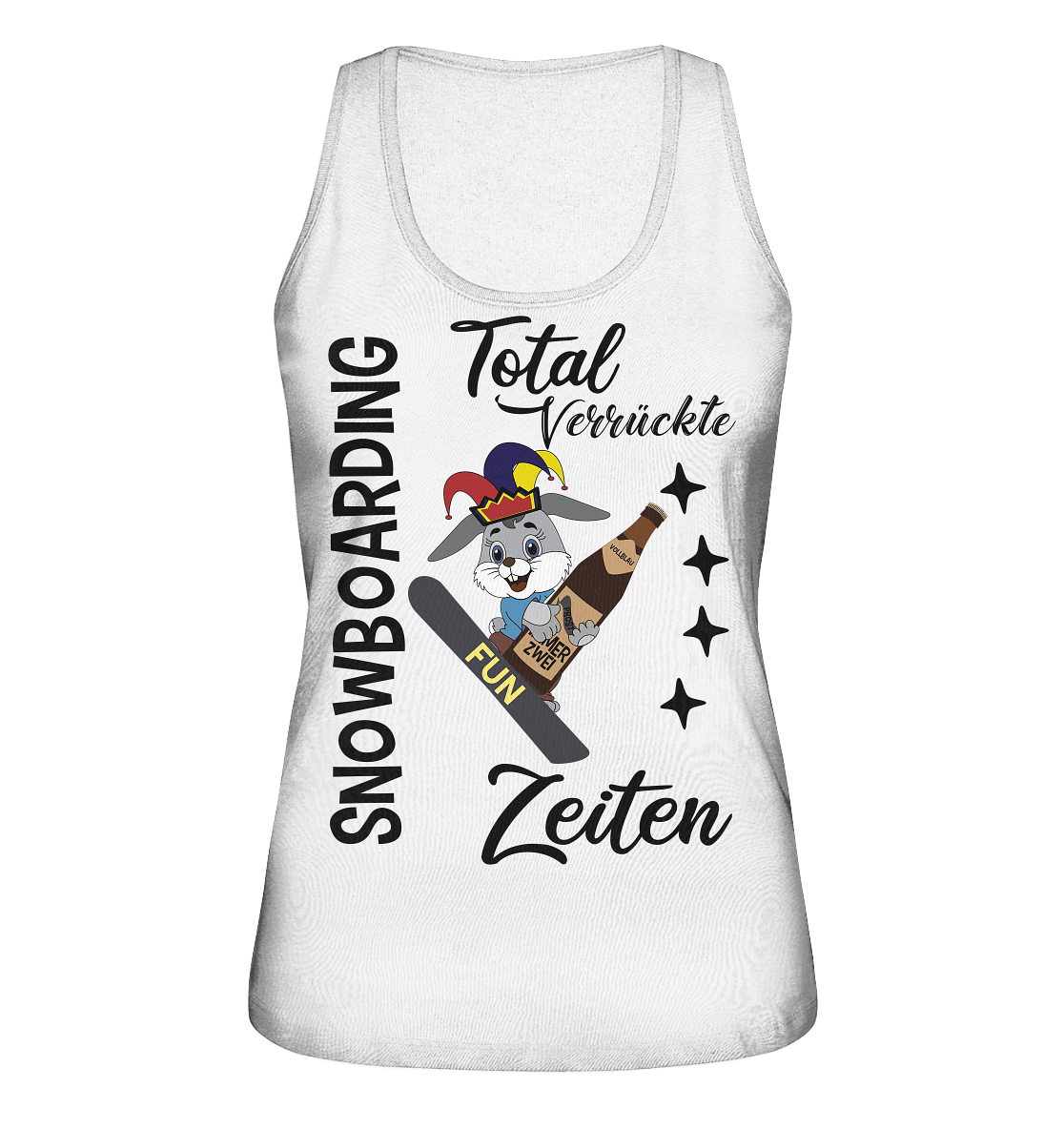 Snowboarding,verrückte Zeiten, Osterhase mit Bierflasche, Faschingsmütze - Ladies Organic Tank-Top