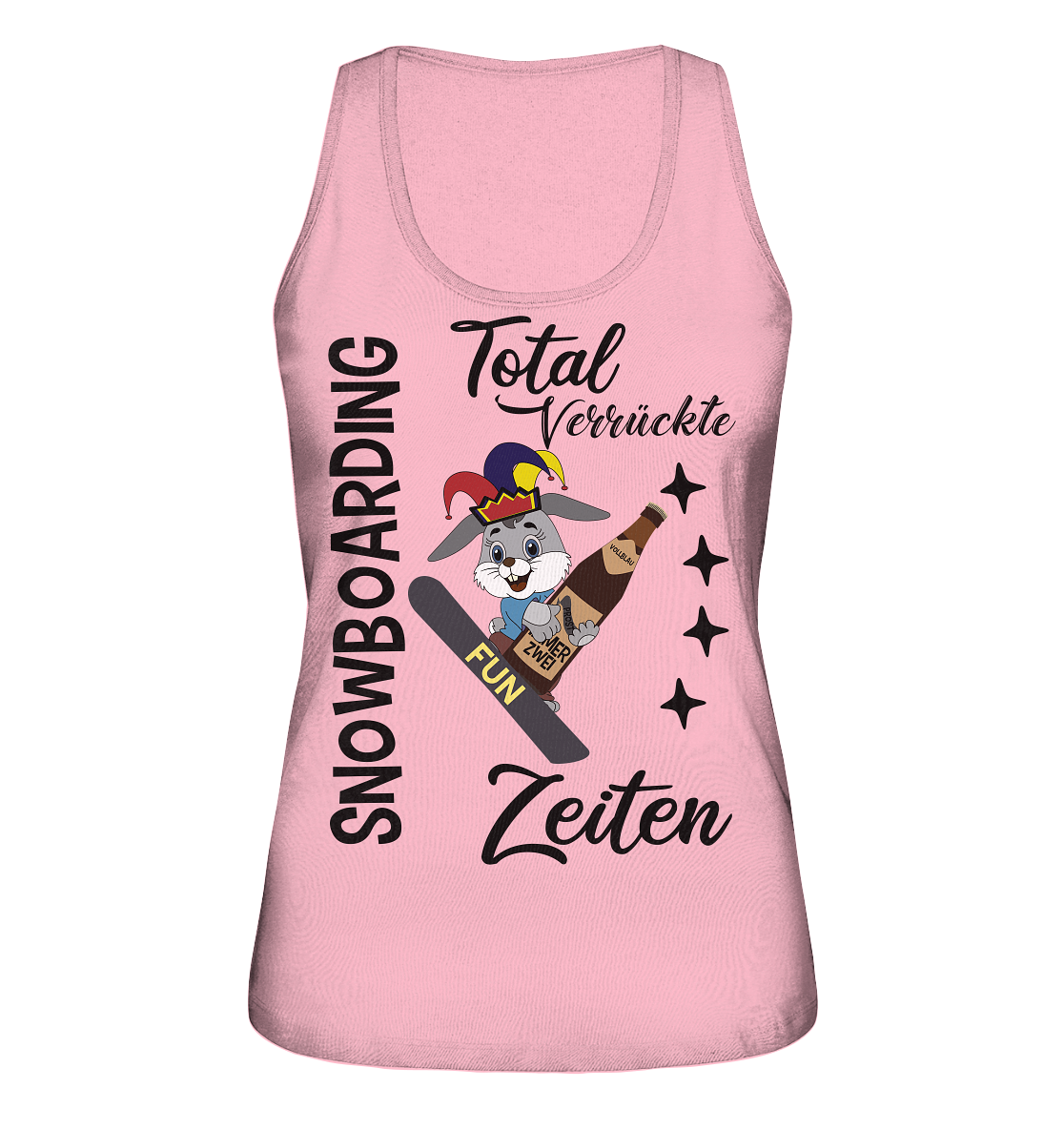 Snowboarding,verrückte Zeiten, Osterhase mit Bierflasche, Faschingsmütze - Ladies Organic Tank-Top