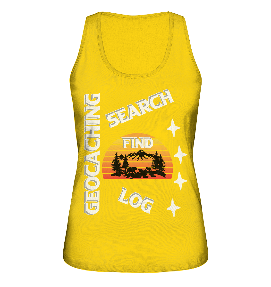 Geocaching-SEARCH-FIND-LOG, Cache Helles Design, Mounten - Ladies Organic Tank-Top