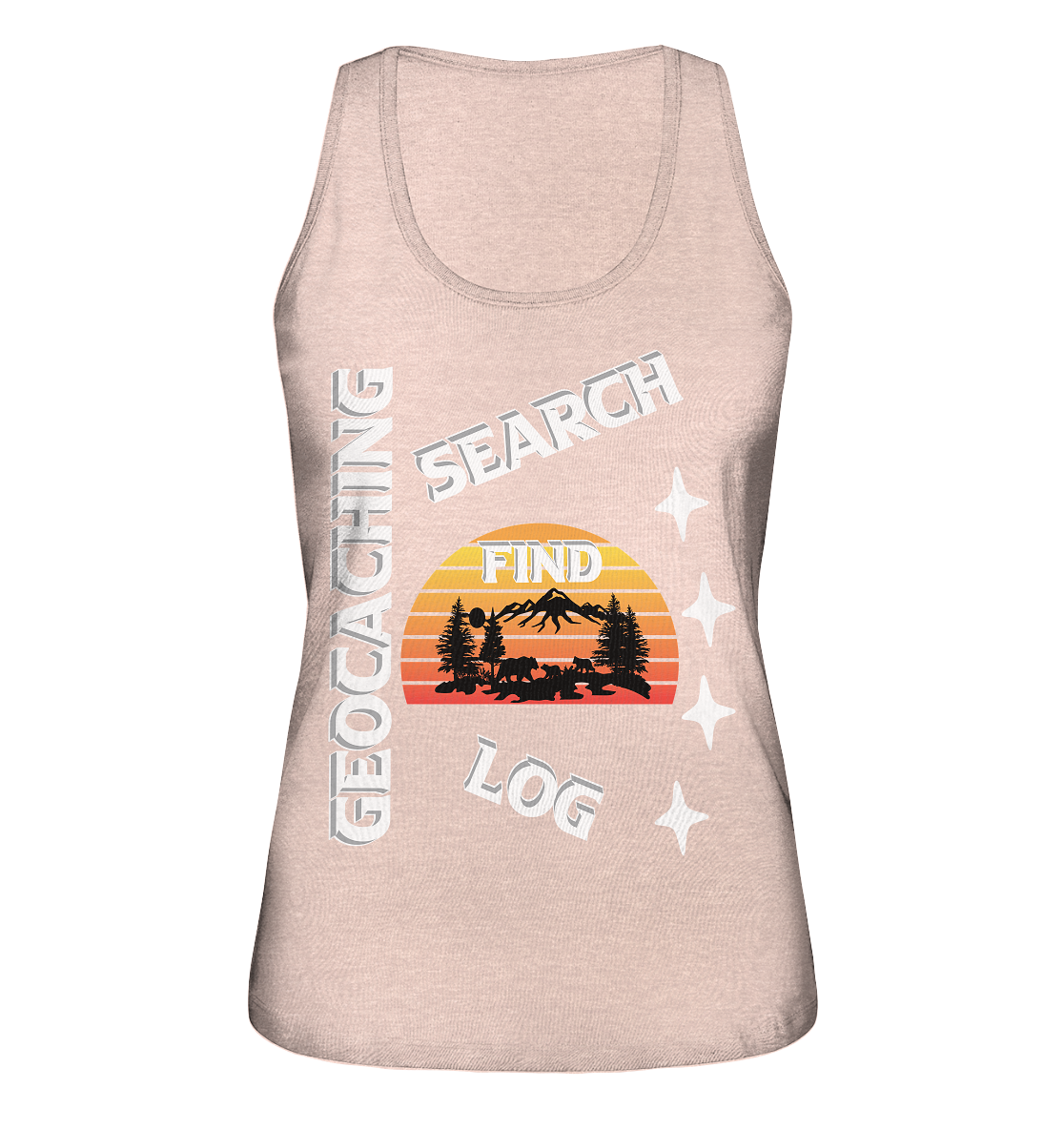 Geocaching-SEARCH-FIND-LOG, Cache Helles Design, Mounten - Ladies Organic Tank-Top