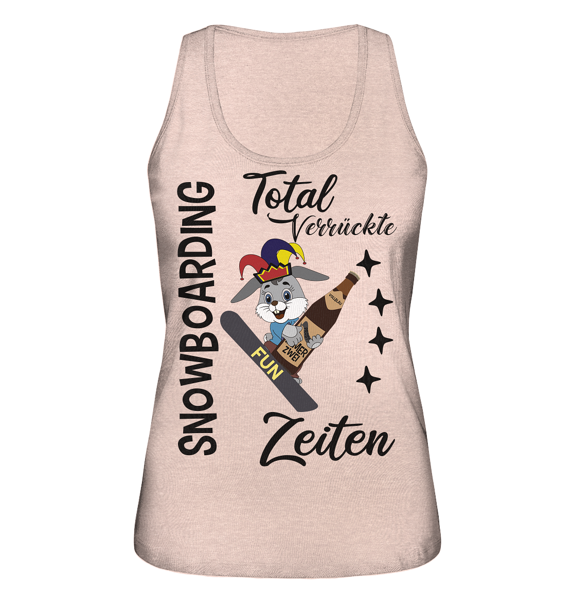 Snowboarding,verrückte Zeiten, Osterhase mit Bierflasche, Faschingsmütze - Ladies Organic Tank-Top