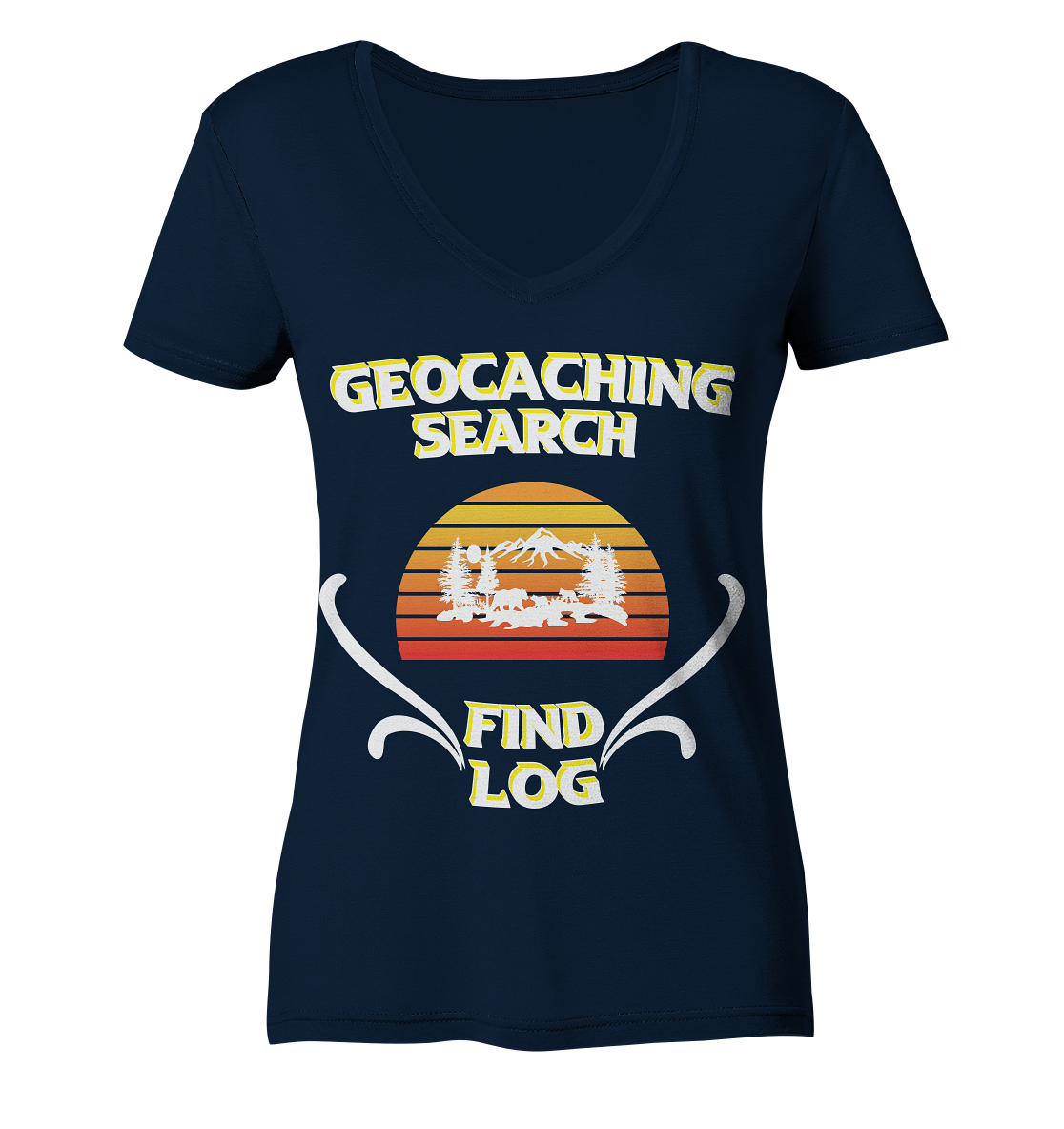 Geocaching, Suchen, Finden und Log, Geocache - Ladies Organic V-Neck Shirt