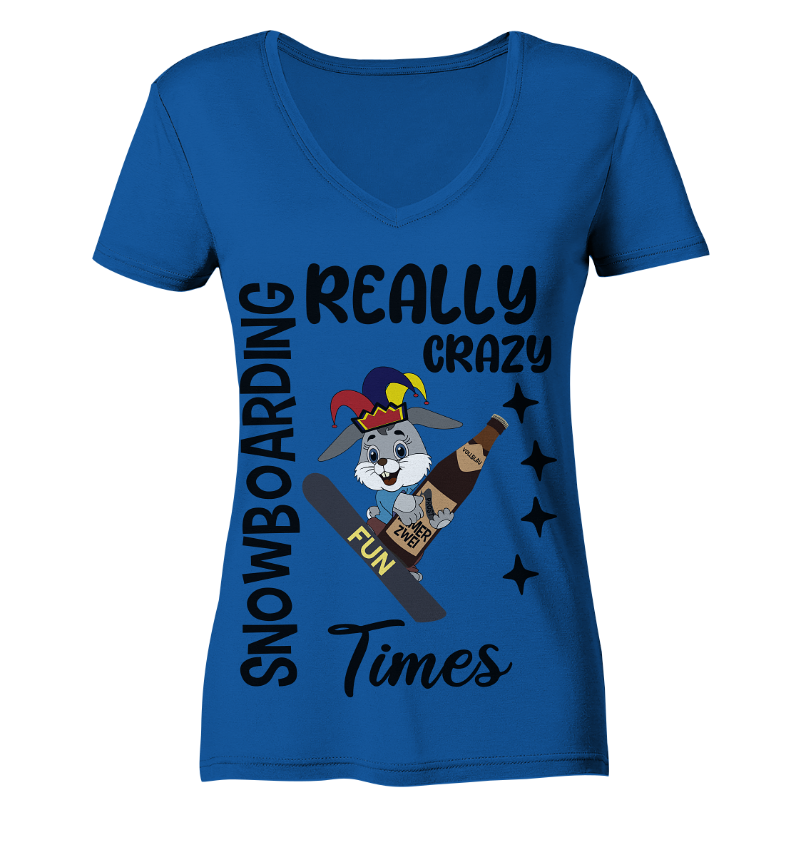 Snowboarding, really crazy, Osterhase mit Bierflasche - Ladies Organic V-Neck Shirt
