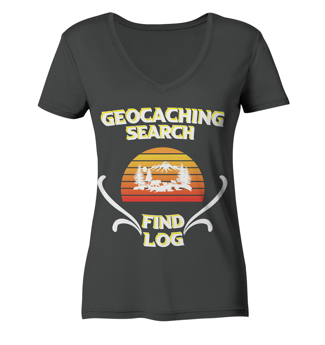 Geocaching, Suchen, Finden und Log, Geocache - Ladies Organic V-Neck Shirt