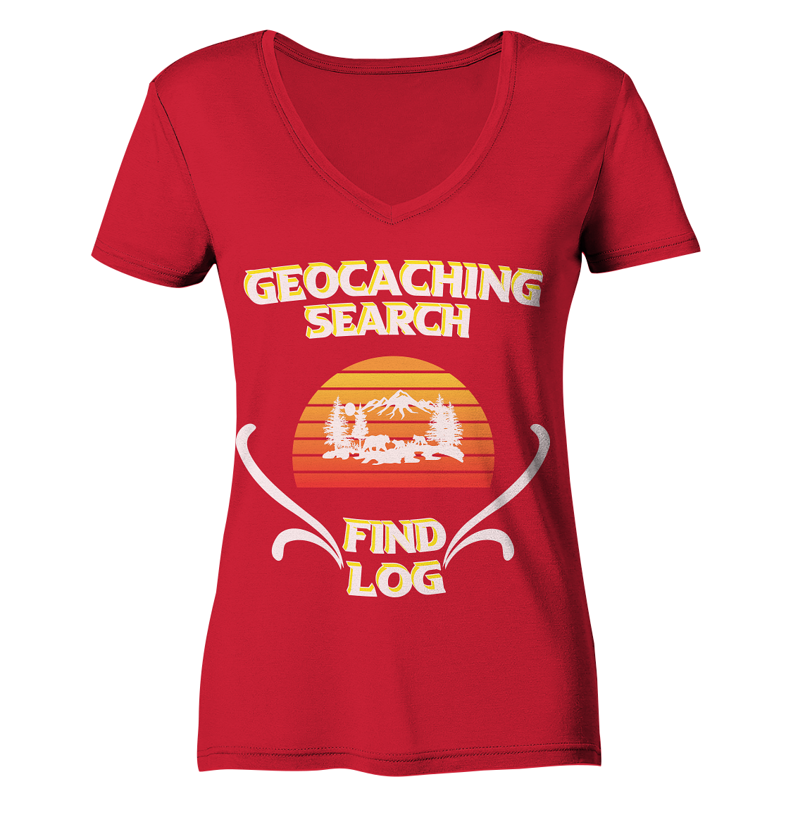Geocaching, Suchen, Finden und Log, Geocache - Ladies Organic V-Neck Shirt
