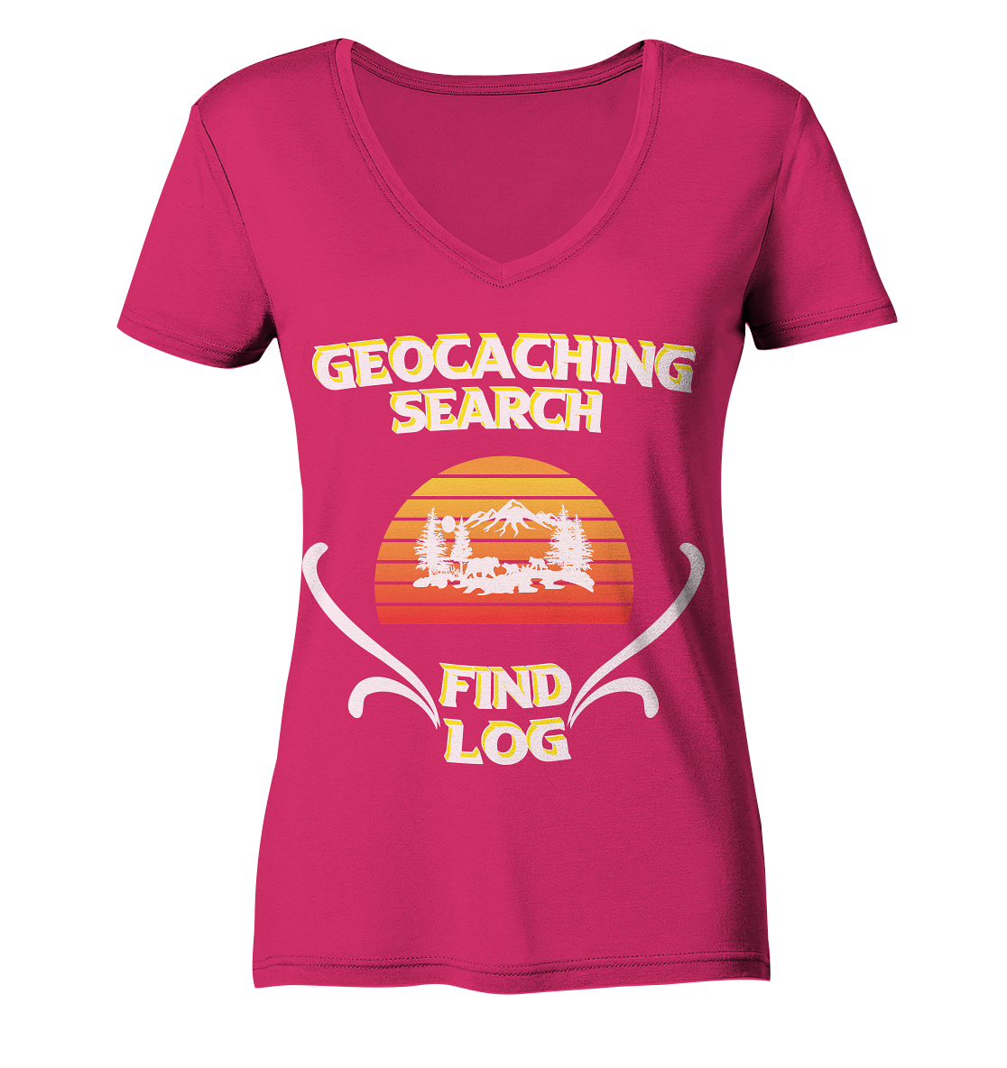 Geocaching, Suchen, Finden und Log, Geocache - Ladies Organic V-Neck Shirt
