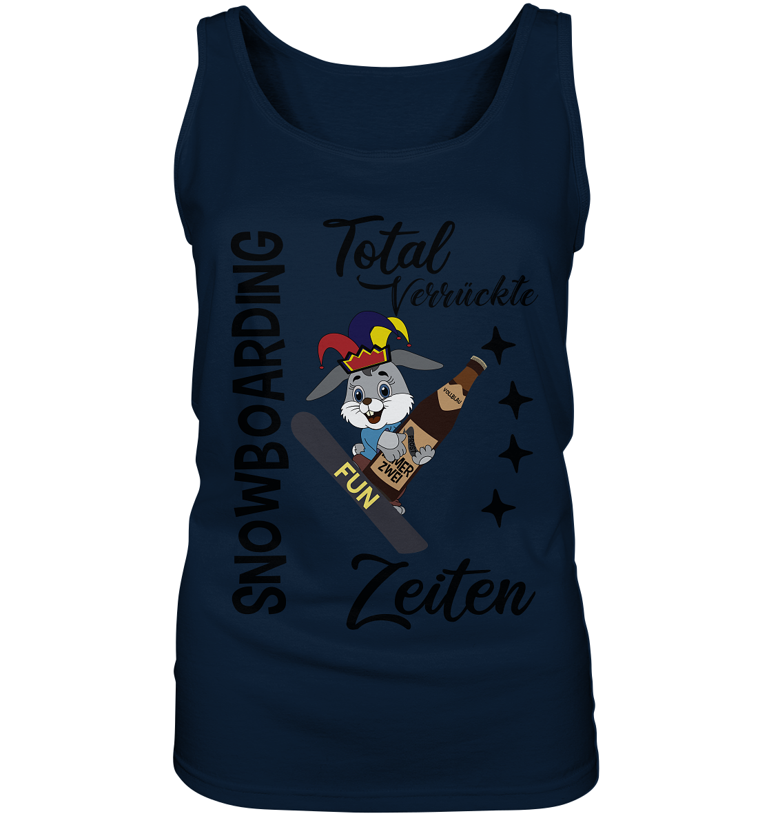 Snowboarding,verrückte Zeiten, Osterhase mit Bierflasche, Faschingsmütze - Ladies Tank-Top