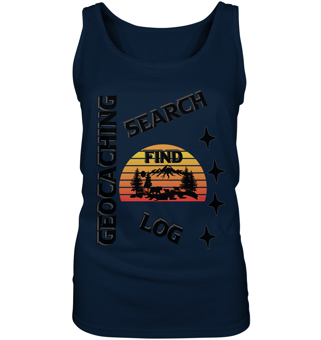 Geocaching, Suchen, Finden und Log, Geocache Schwarzes Design - Ladies Tank-Top