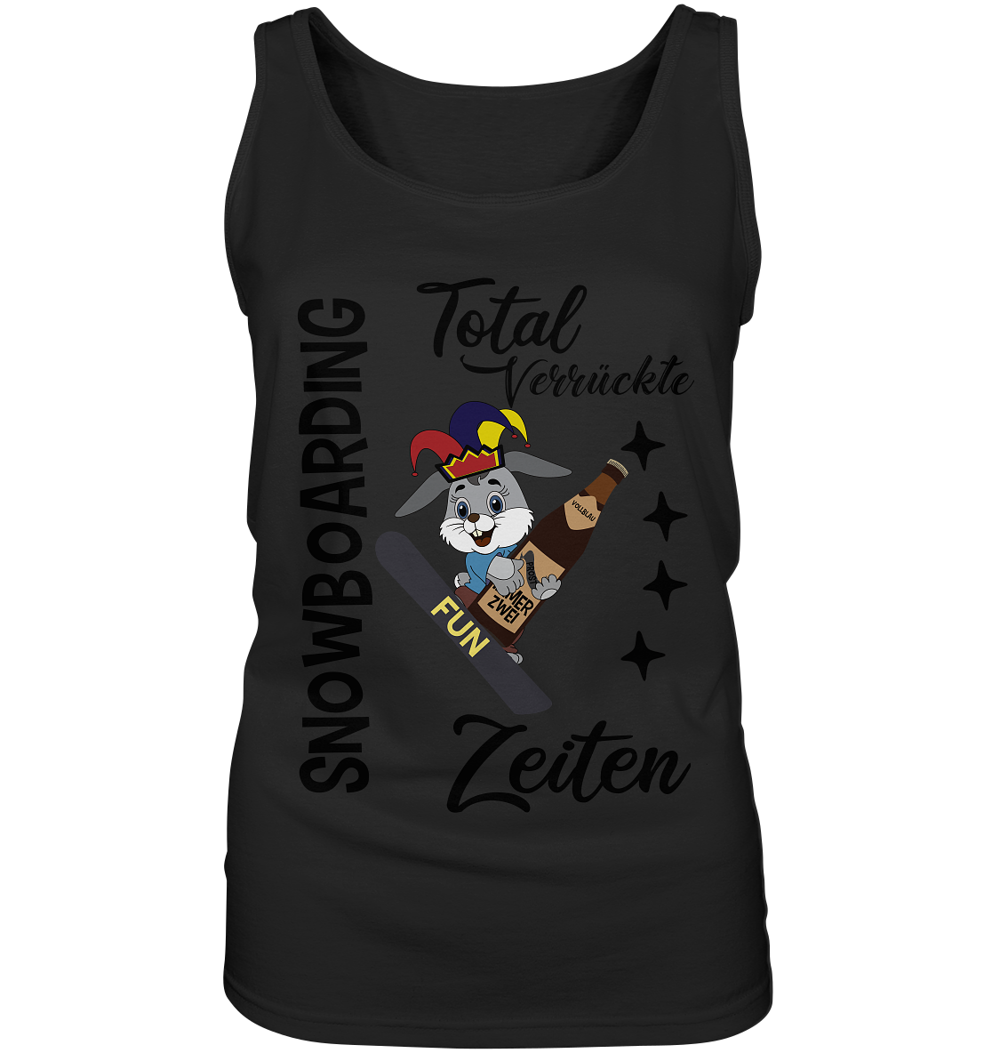 Snowboarding,verrückte Zeiten, Osterhase mit Bierflasche, Faschingsmütze - Ladies Tank-Top