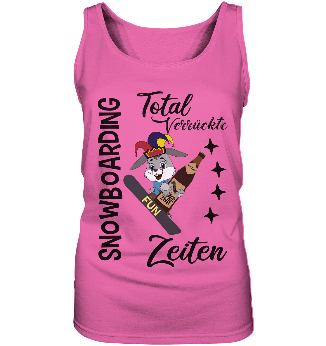Snowboarding,verrückte Zeiten, Osterhase mit Bierflasche, Faschingsmütze - Ladies Tank-Top