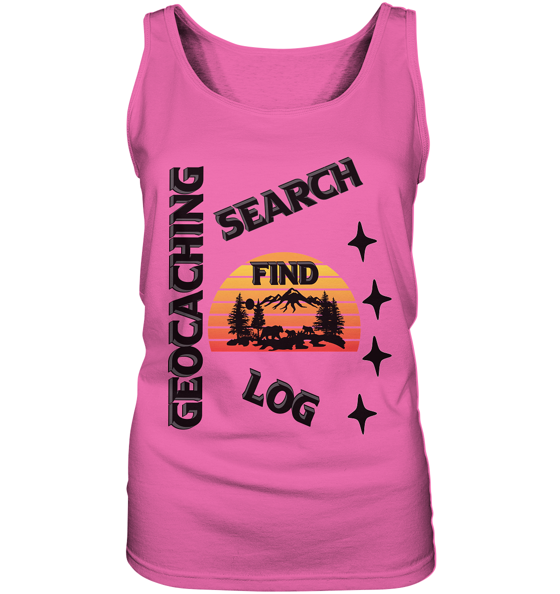 Geocaching, Suchen, Finden und Log, Geocache Schwarzes Design - Ladies Tank-Top
