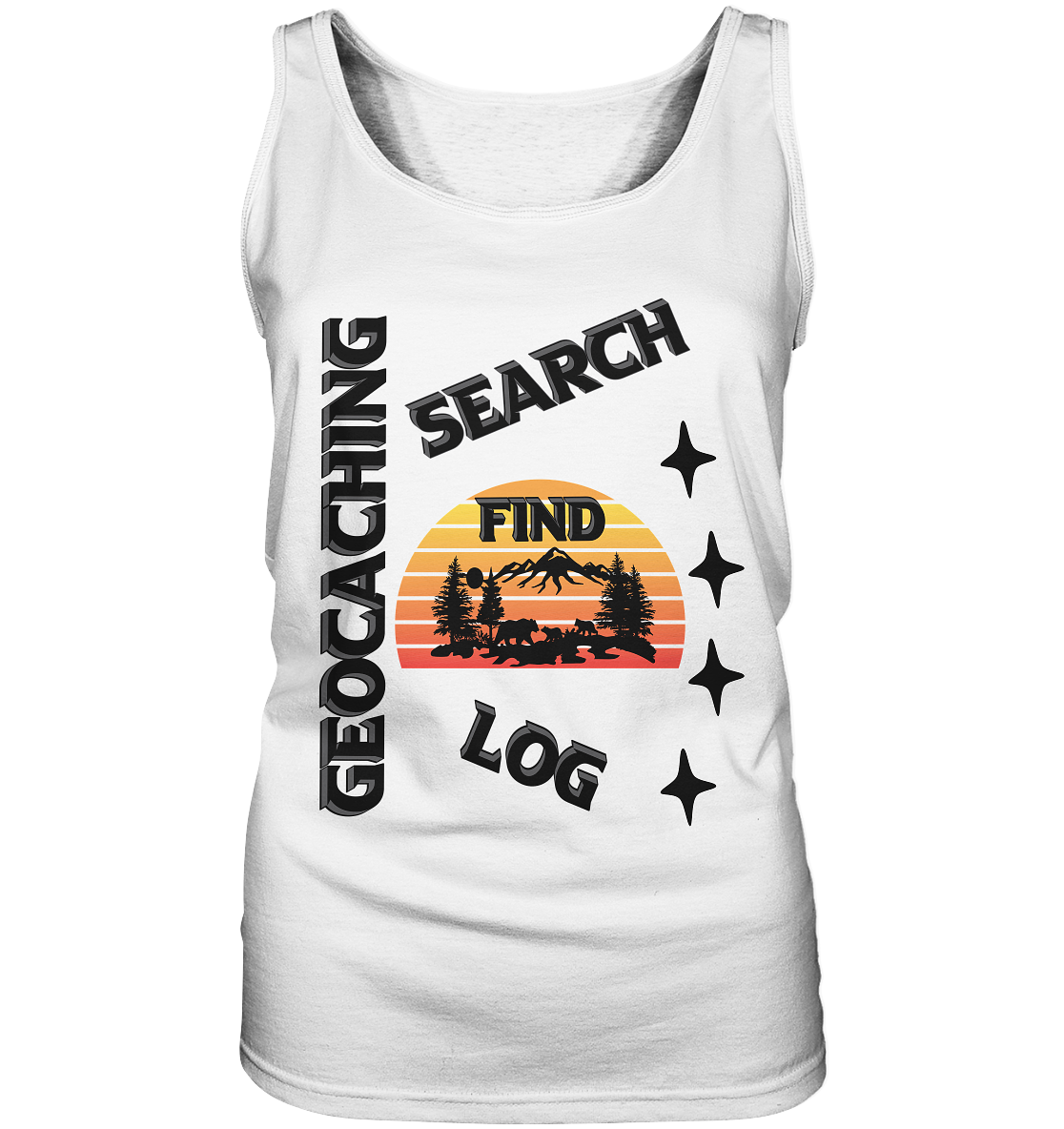 Geocaching, Suchen, Finden und Log, Geocache Schwarzes Design - Ladies Tank-Top