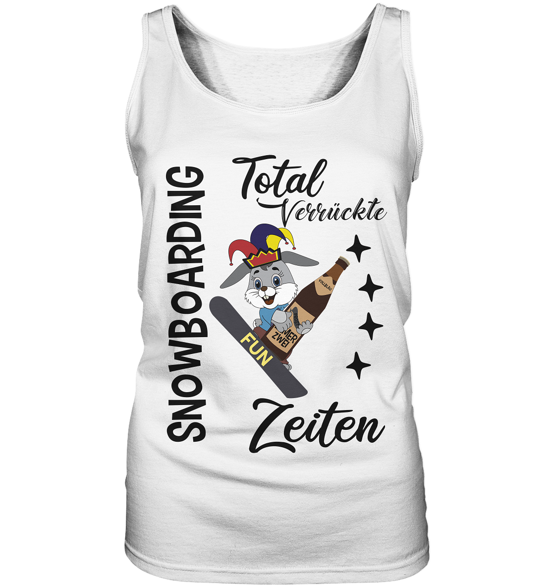 Snowboarding,verrückte Zeiten, Osterhase mit Bierflasche, Faschingsmütze - Ladies Tank-Top