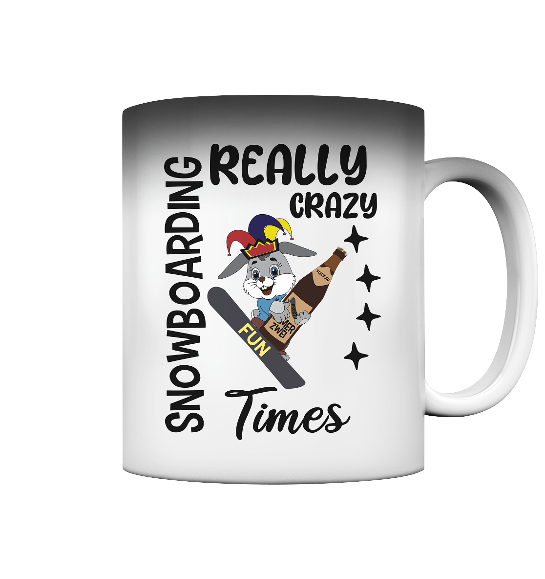 Snowboarding, really crazy, Osterhase mit Bierflasche - Magic Mug